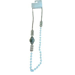 Gold Tone Chain Faux Pearls Side Pendant 34” Necklace White